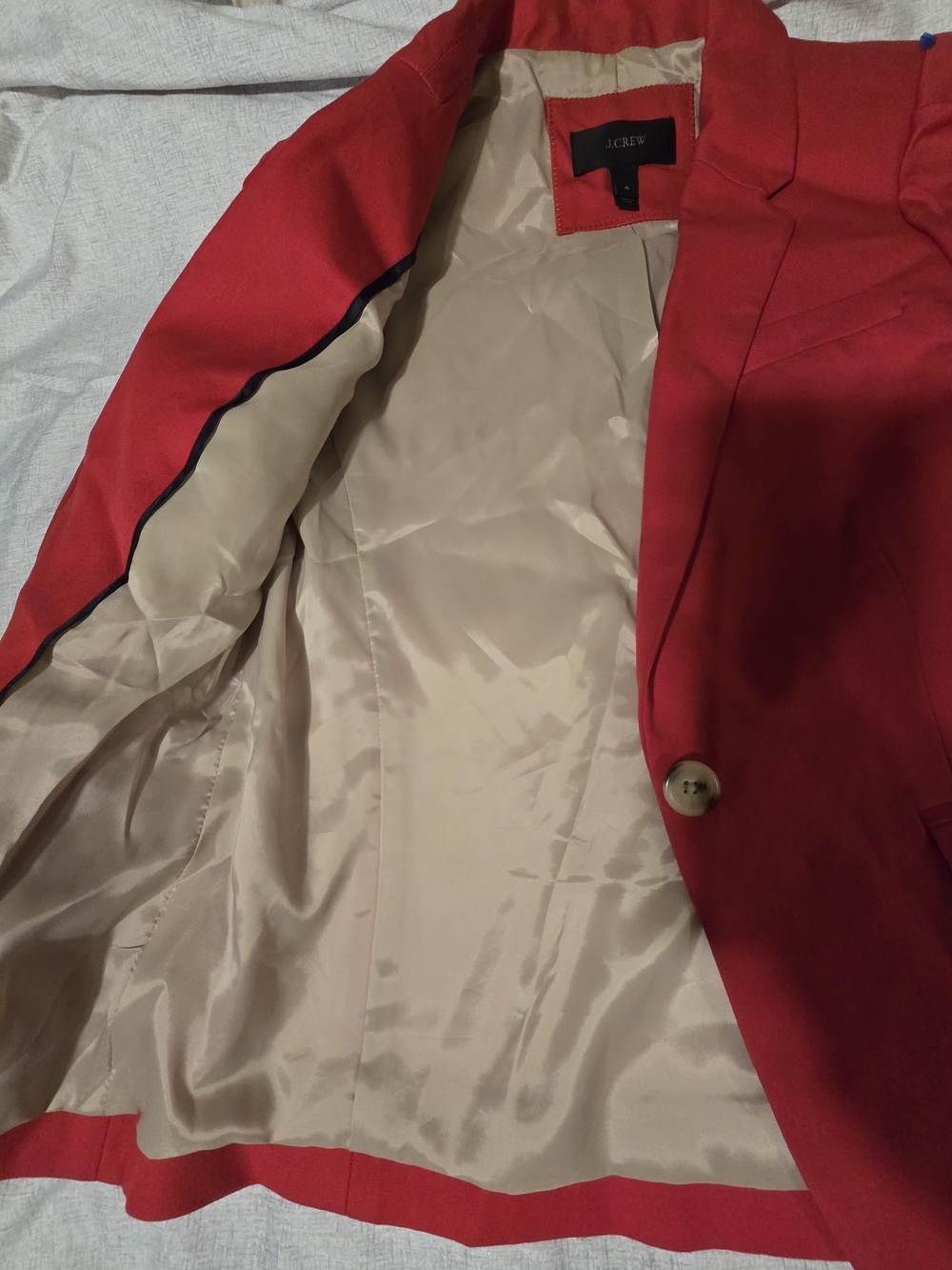 J.Crew Red One Button Blazer Women's Size 4 Career Office Jacket - Picture 3 of 4